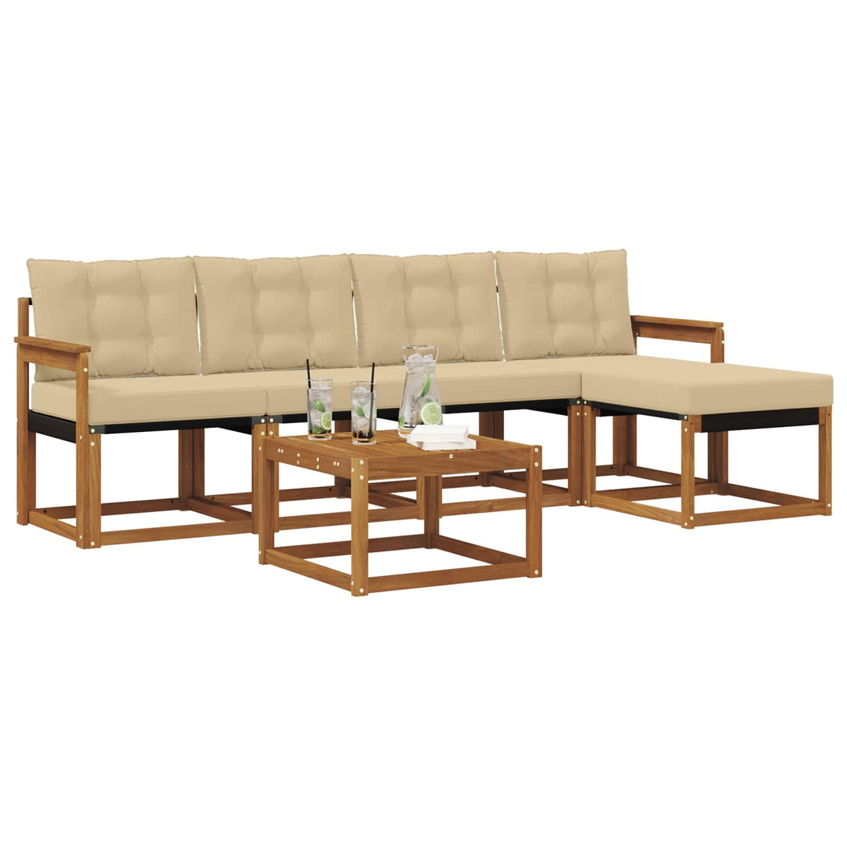 Set vanjskih sofa 6 kom. Prirodna i bež