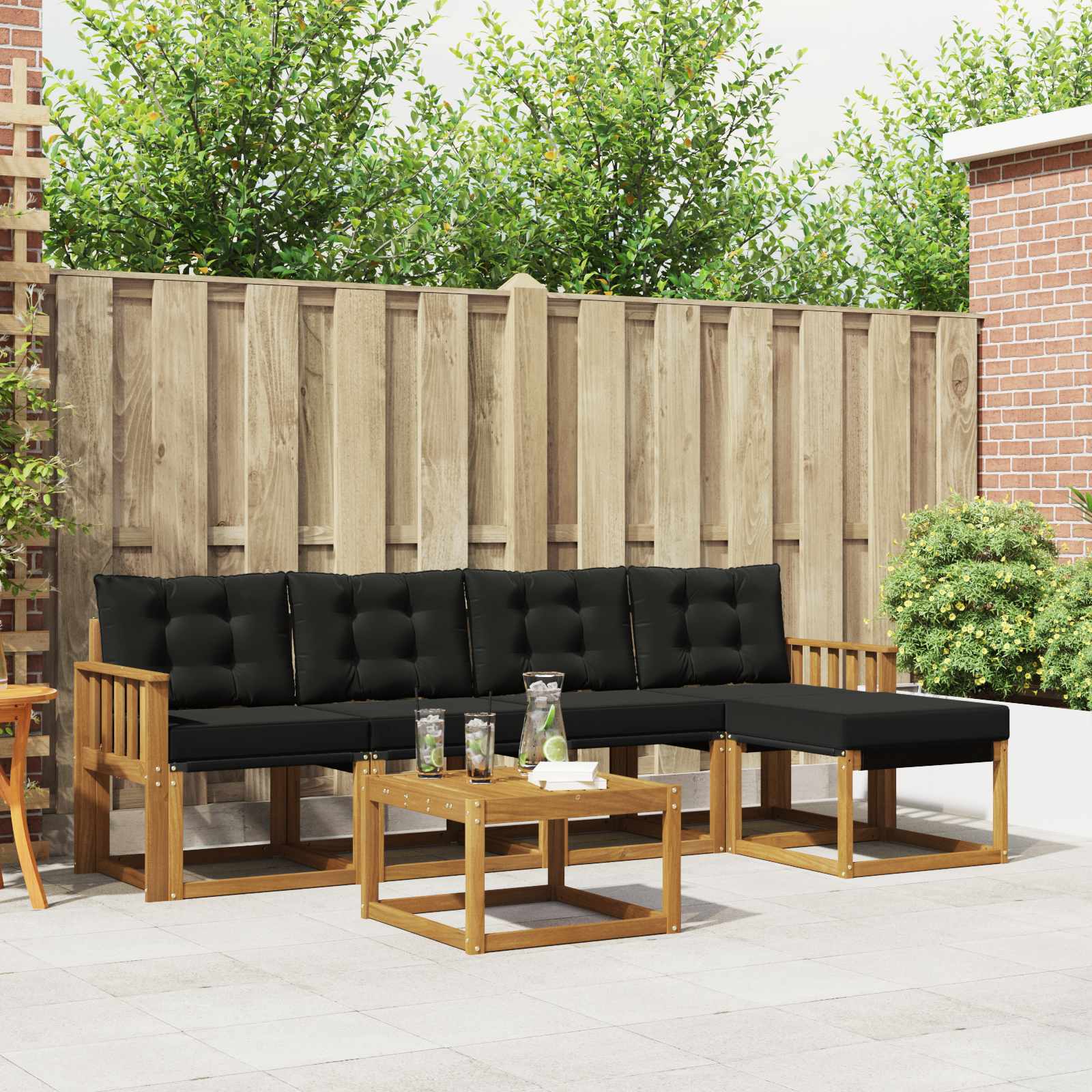 Set vanjskih sofa s jastukom 6 pcs Prirodna i crna