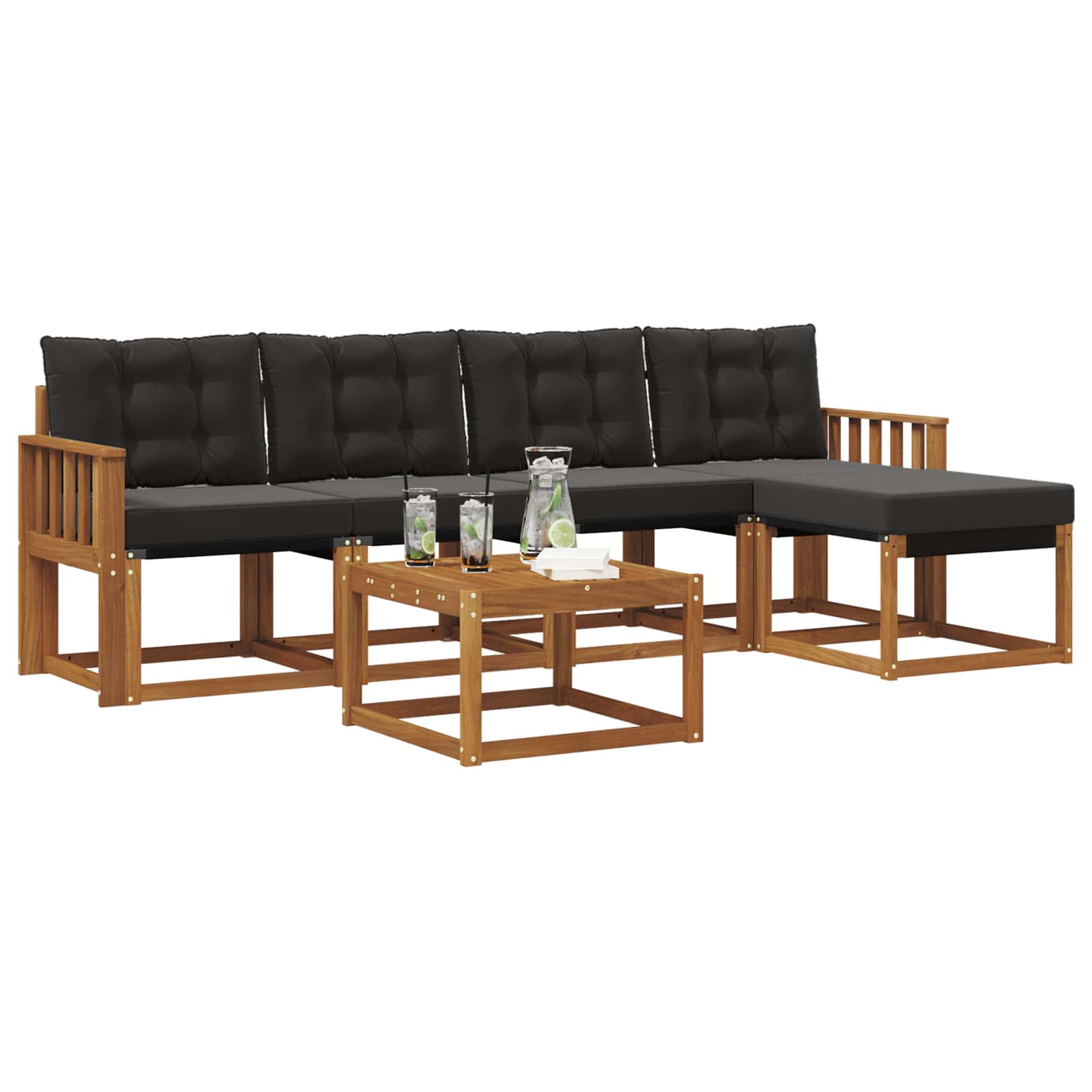 Set vanjskih sofa s jastukom 6 pcs Prirodna i crna