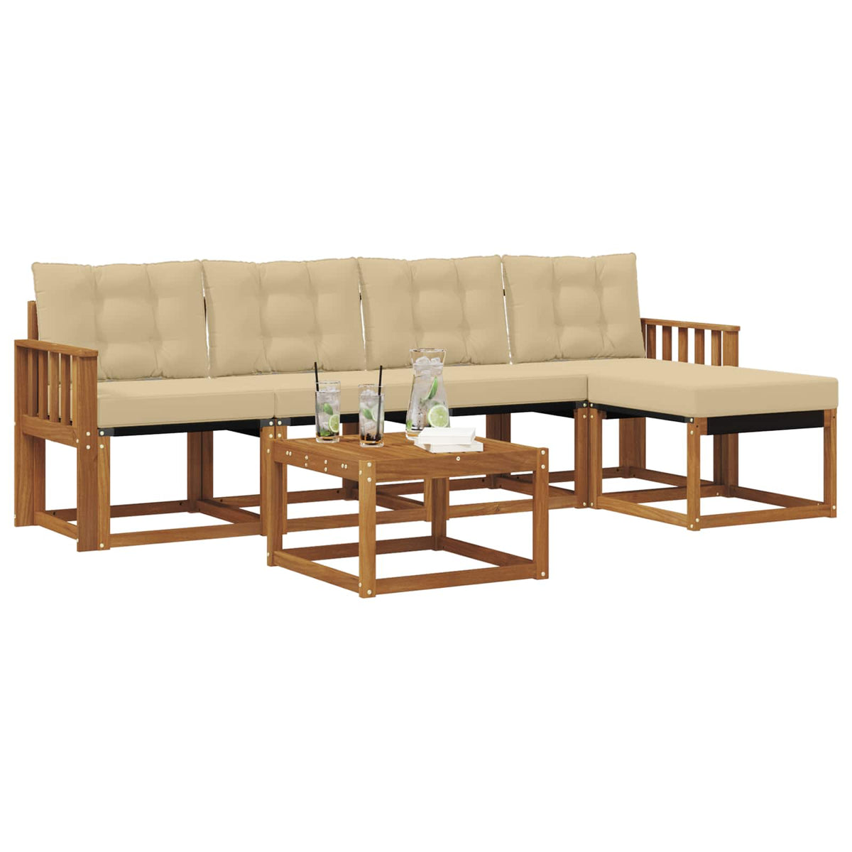 Set vanjskih sofa 6 kom. Prirodna i bež