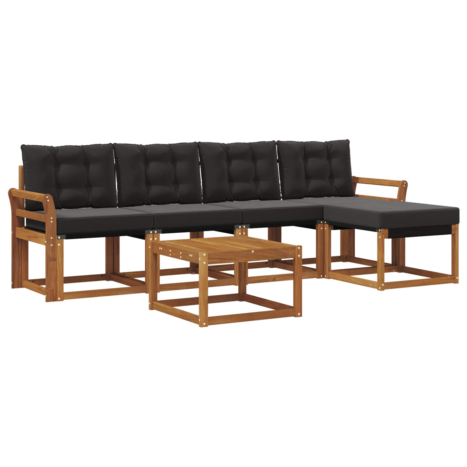 Set vanjskih sofa s jastukom 6 pcs Prirodna i crna