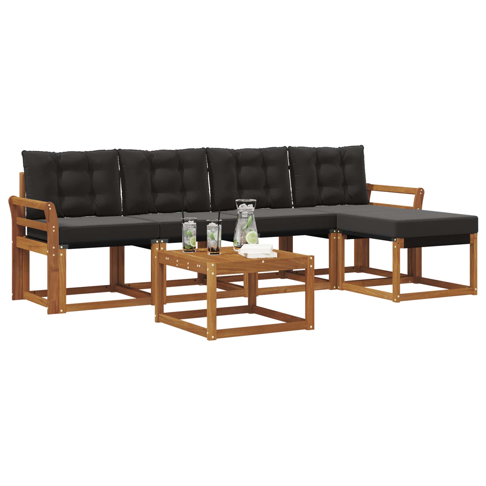 Set vanjskih sofa s jastukom 6 pcs Prirodna i crna
