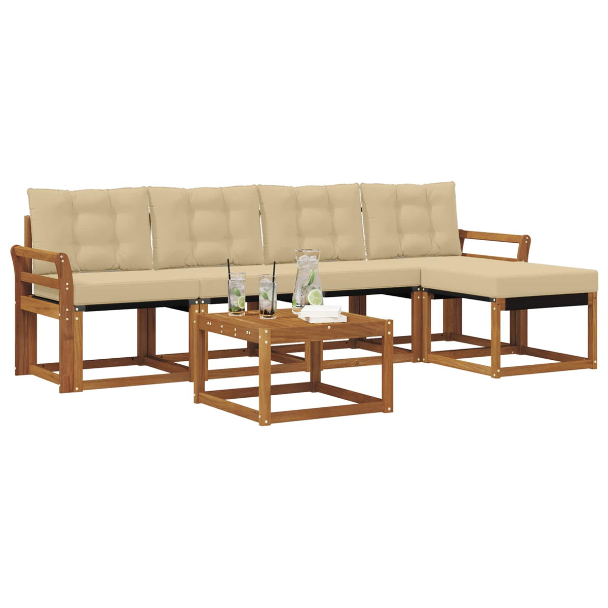 Set vanjskih sofa 6 kom. Prirodna i bež