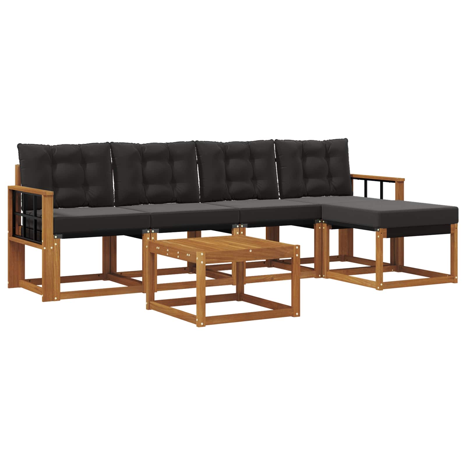 Set vanjskih sofa s jastukom 6 pcs Prirodna i crna