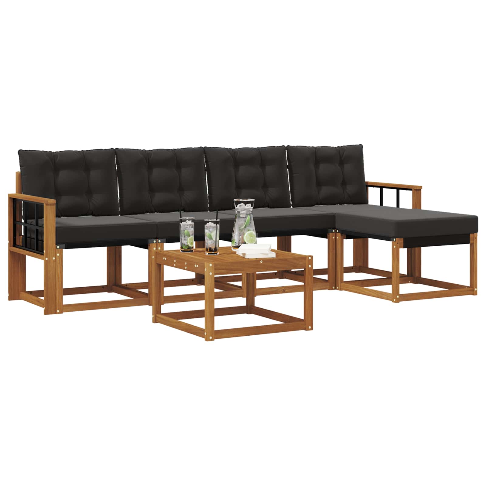 Set vanjskih sofa s jastukom 6 pcs Prirodna i crna