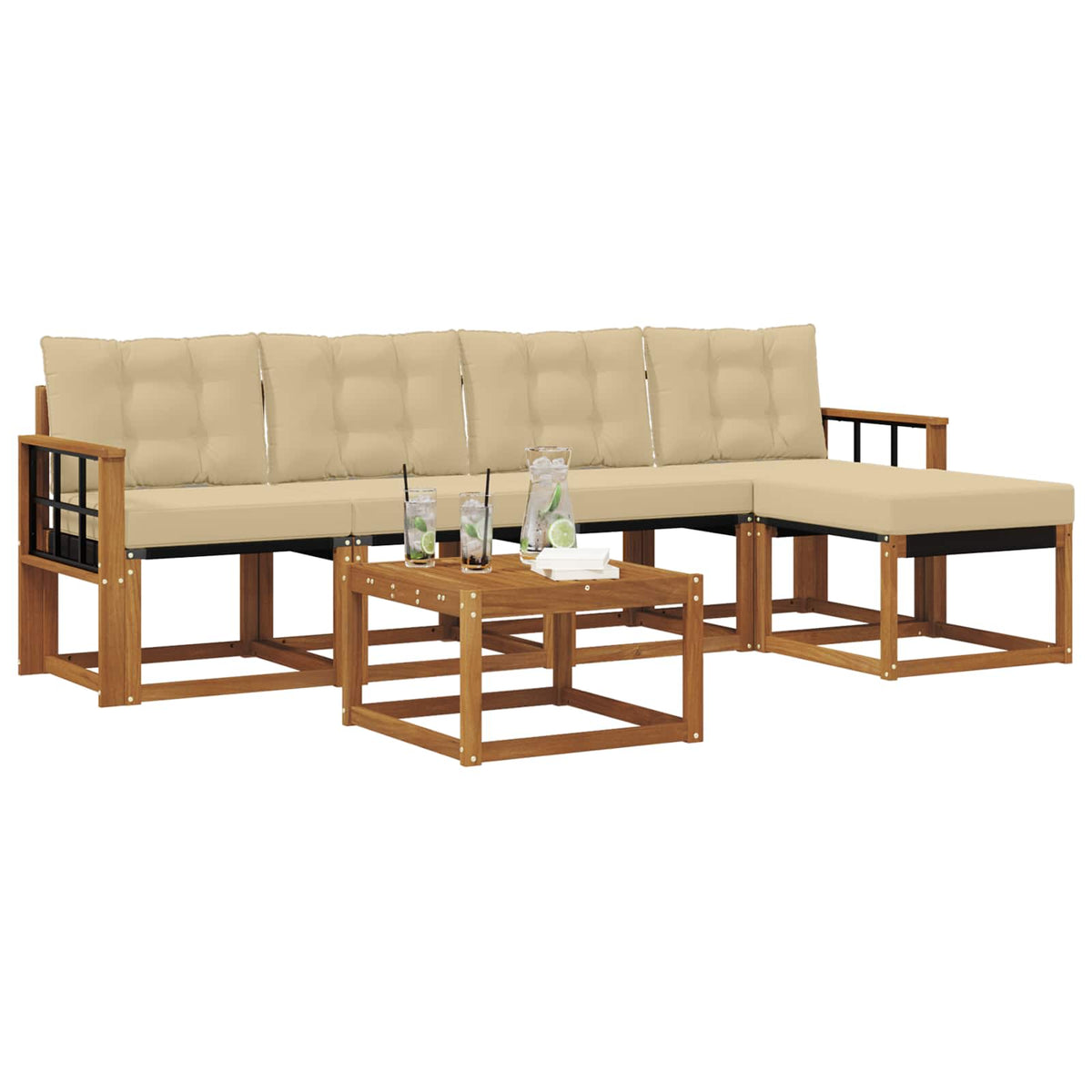 Set vanjskih sofa 6 kom. Prirodna i bež