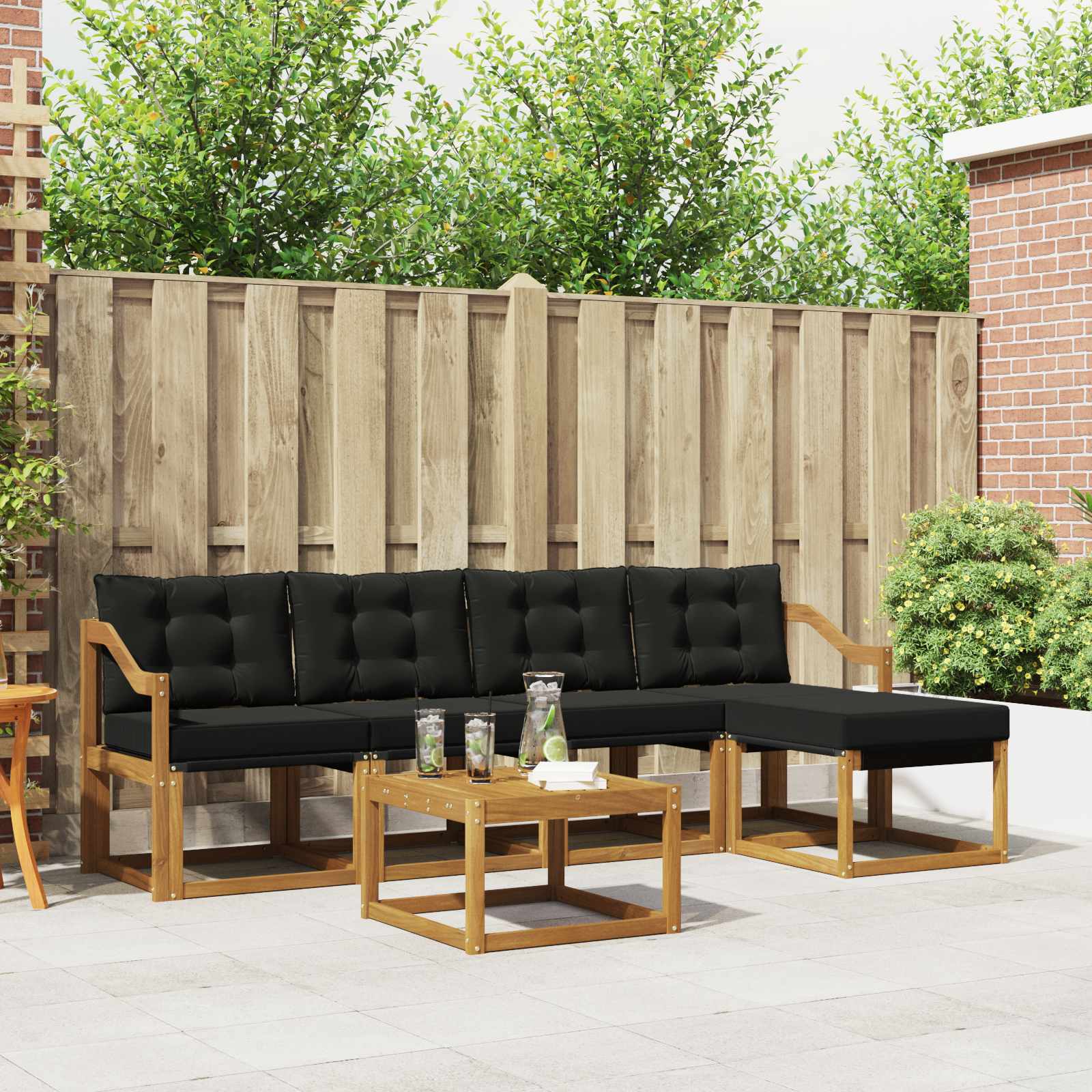 Set vanjskih sofa s jastukom 6 pcs Prirodna i crna