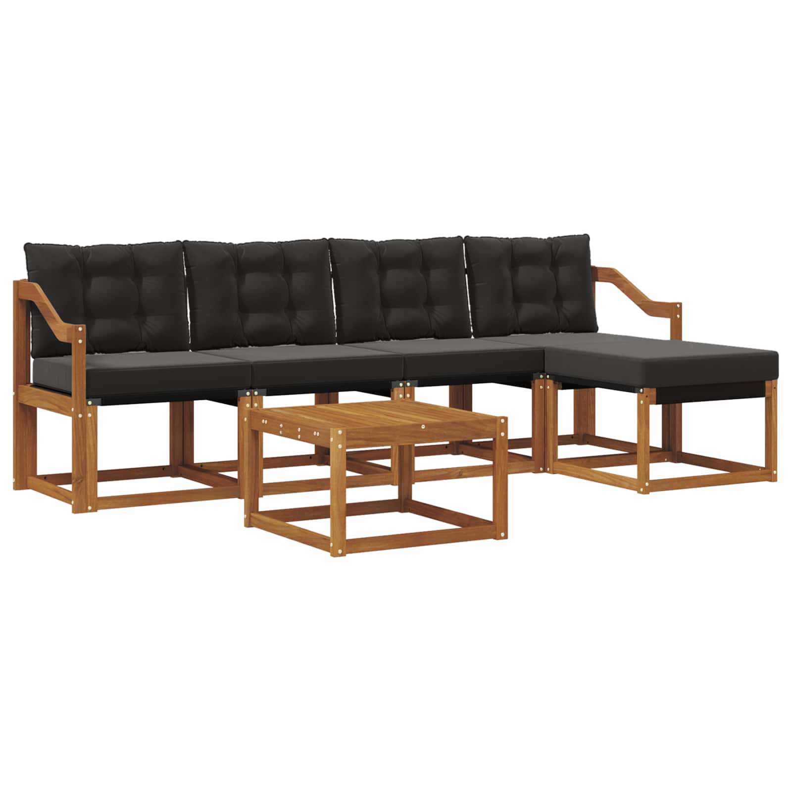 Set vanjskih sofa s jastukom 6 pcs Prirodna i crna