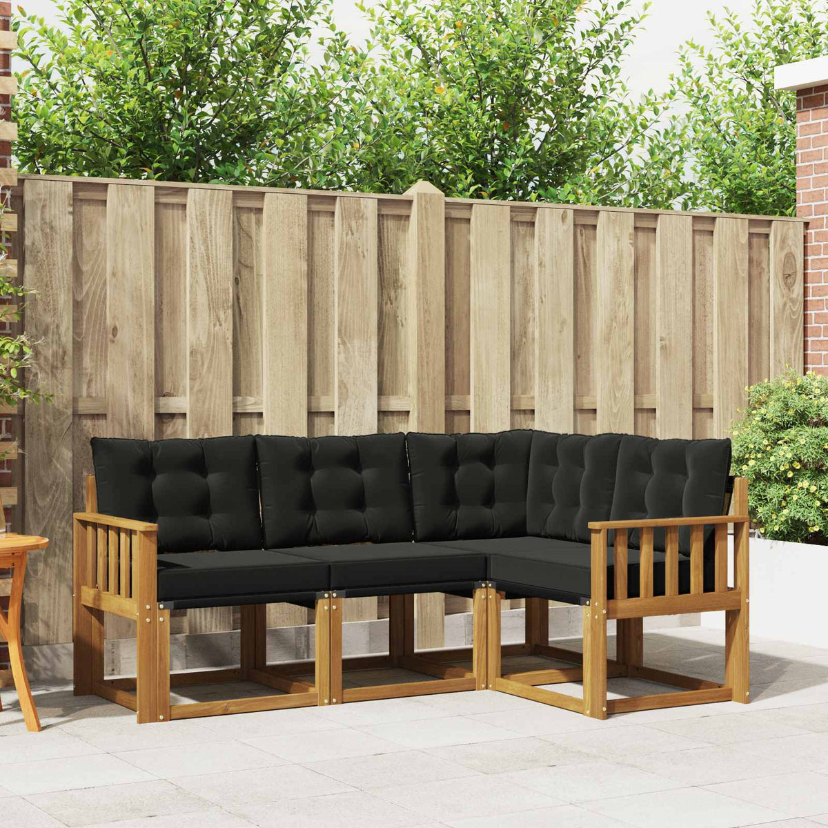 Set vanjskih sofa s jastukom 4 pcs Prirodna i crna