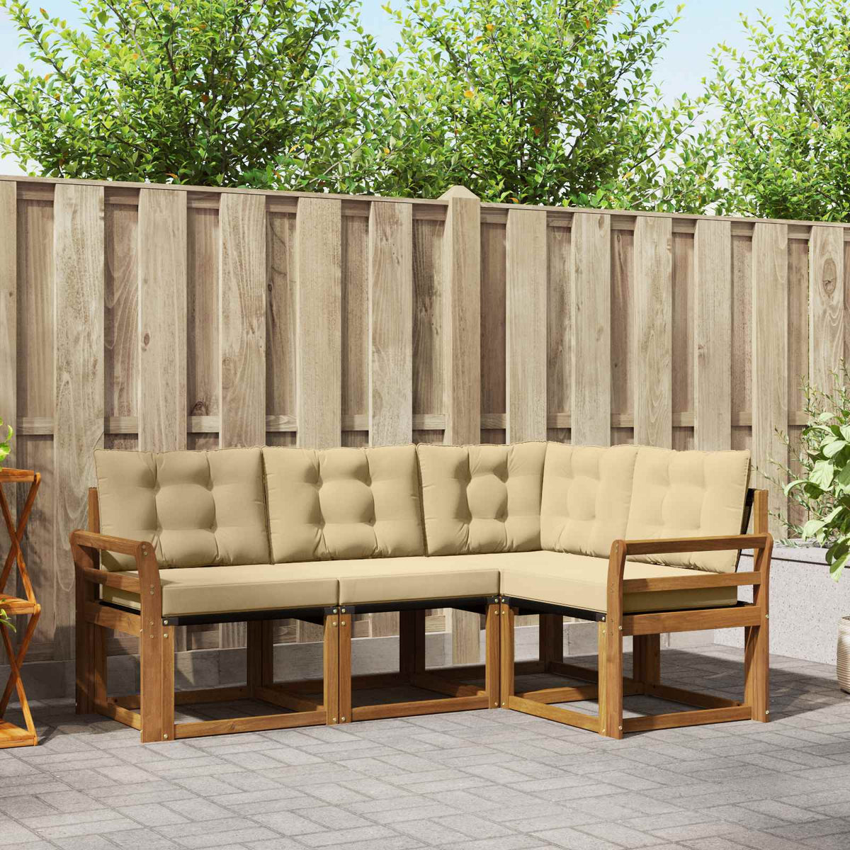 Set vanjskih sofa 4 kom. Prirodna i bež Smeđa 190 x 130,5 x 73 cm