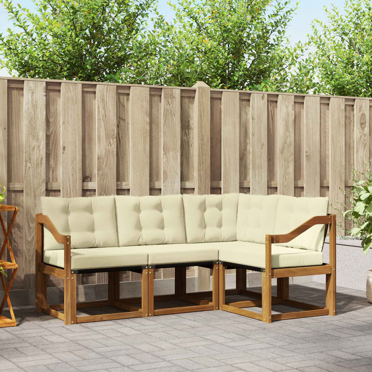 Set vanjskih sofa 4 kom. Prirodna i krem