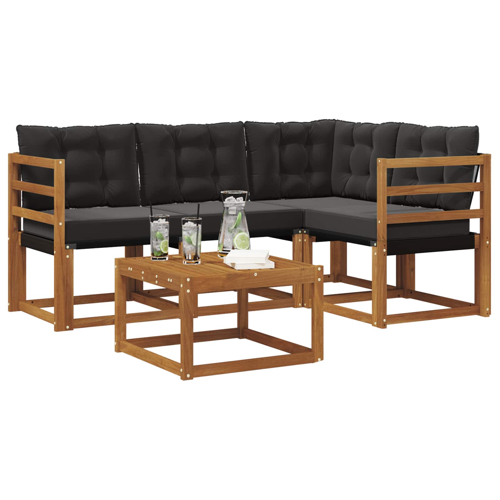 Set vanjskih sofa 5 pcs Prirodna i crna