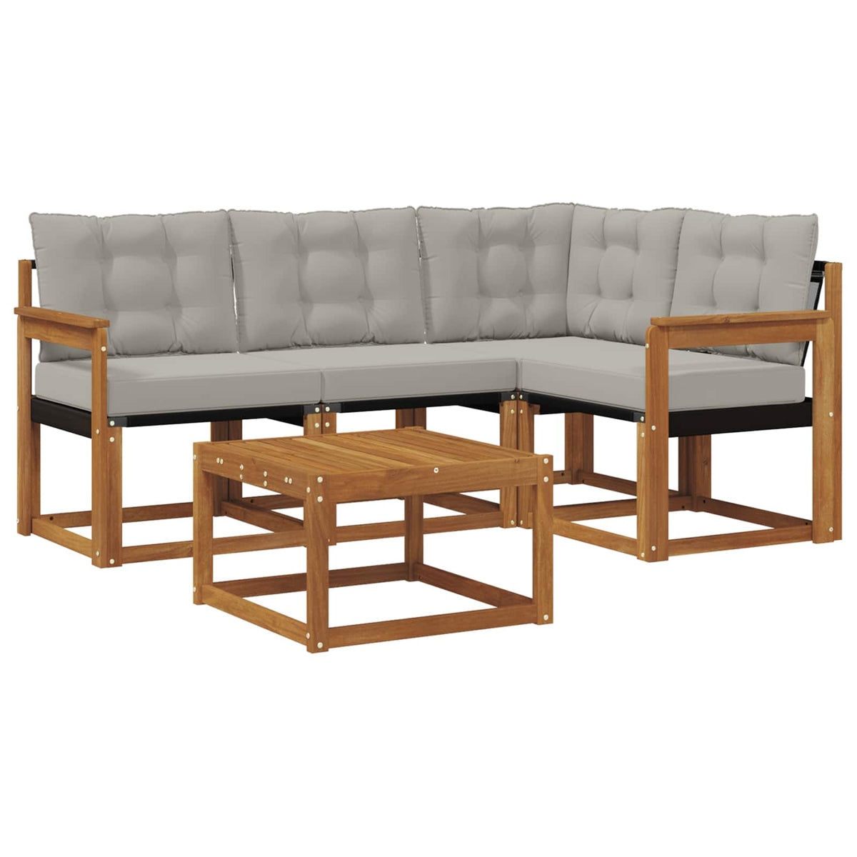 Set vanjskih sofa 5 kom. Prirodna i svijetlo siva