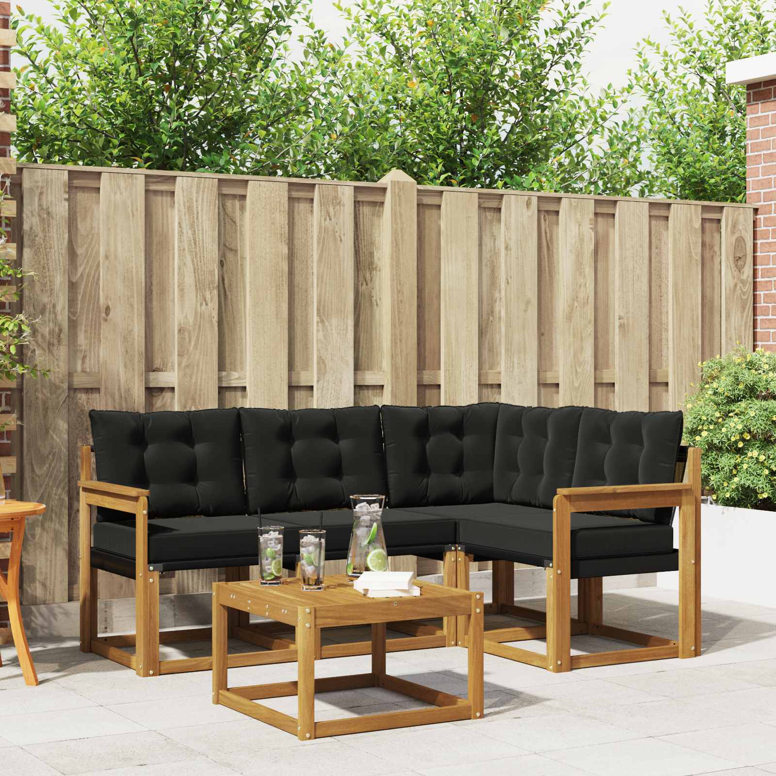 Set vanjskih sofa s jastukom 5 pcs Prirodna i crna