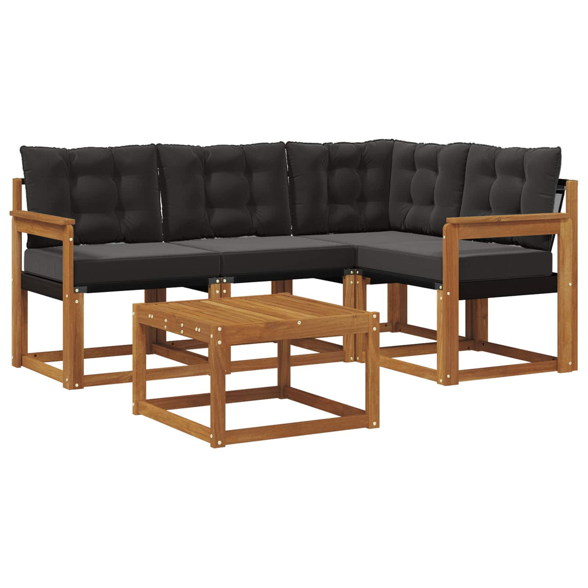 Set vanjskih sofa s jastukom 5 pcs Prirodna i crna