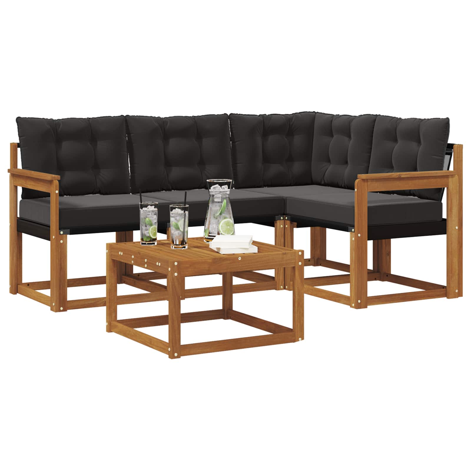 Set vanjskih sofa s jastukom 5 pcs Prirodna i crna