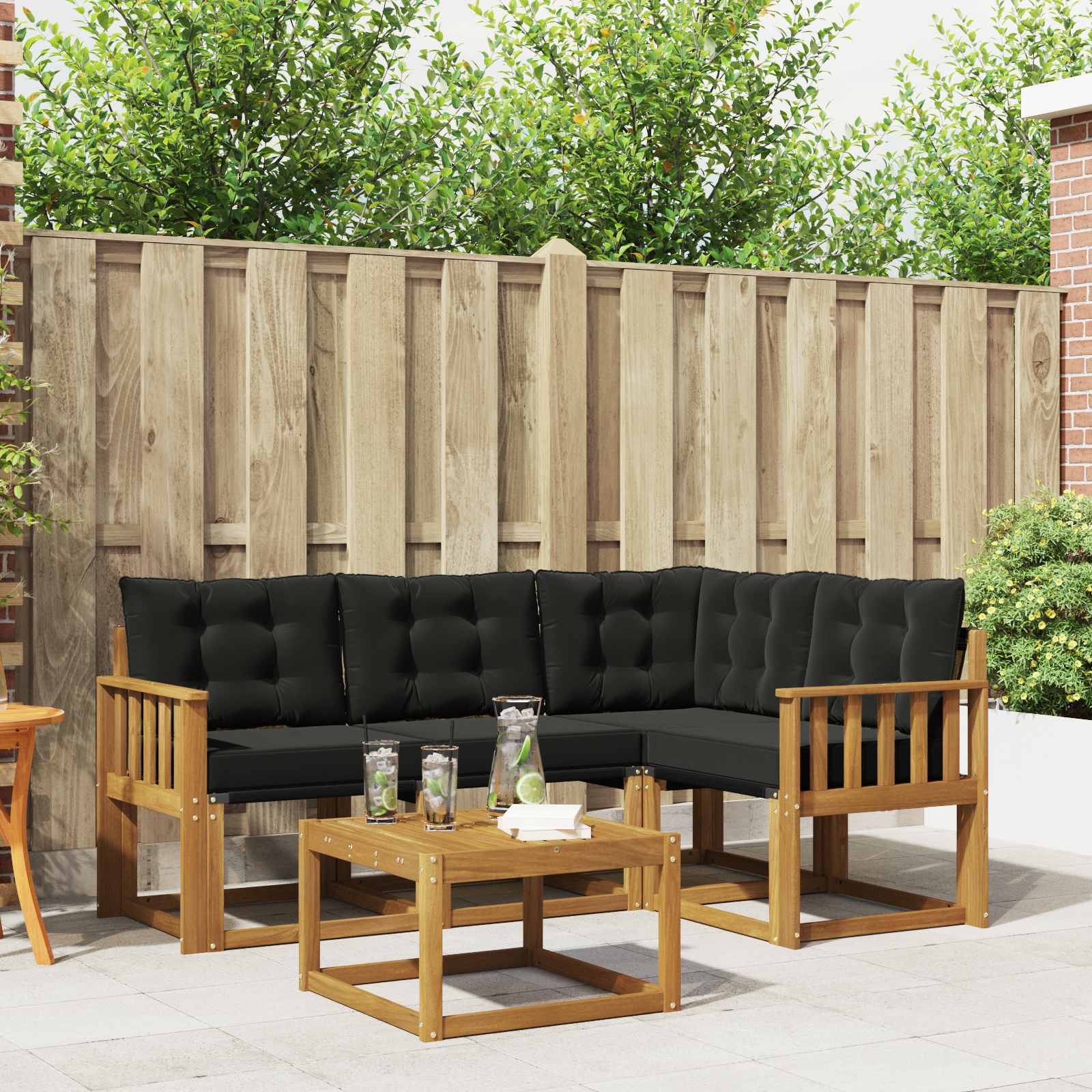 Set vanjskih sofa s jastukom 5 pcs Prirodna i crna