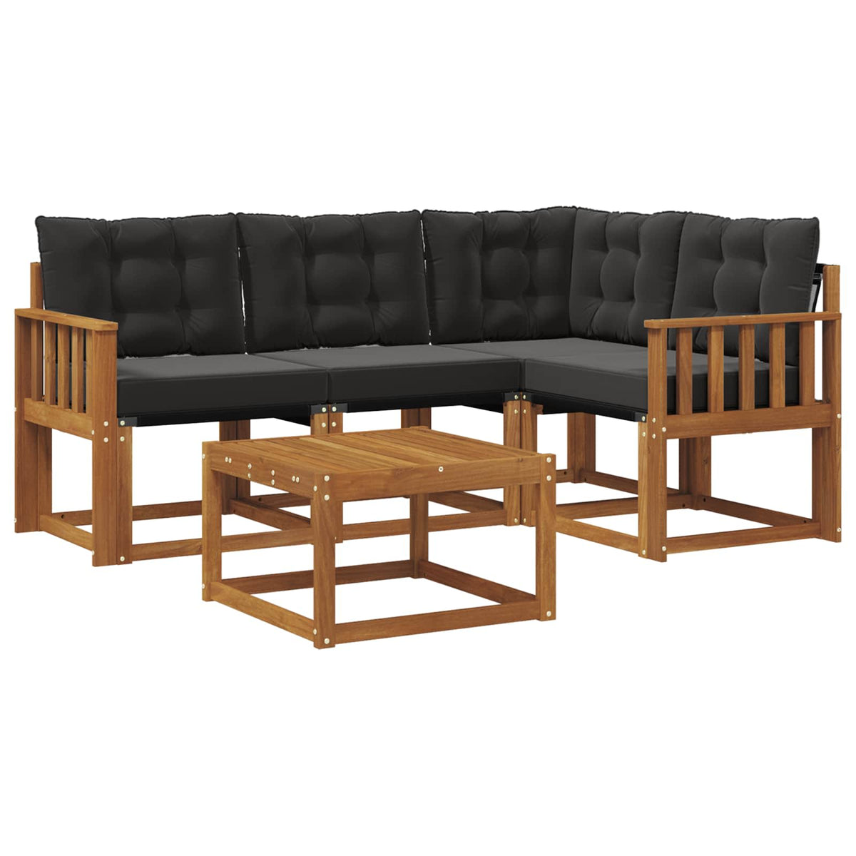 Set vanjskih sofa s jastukom 5 pcs Prirodna i crna