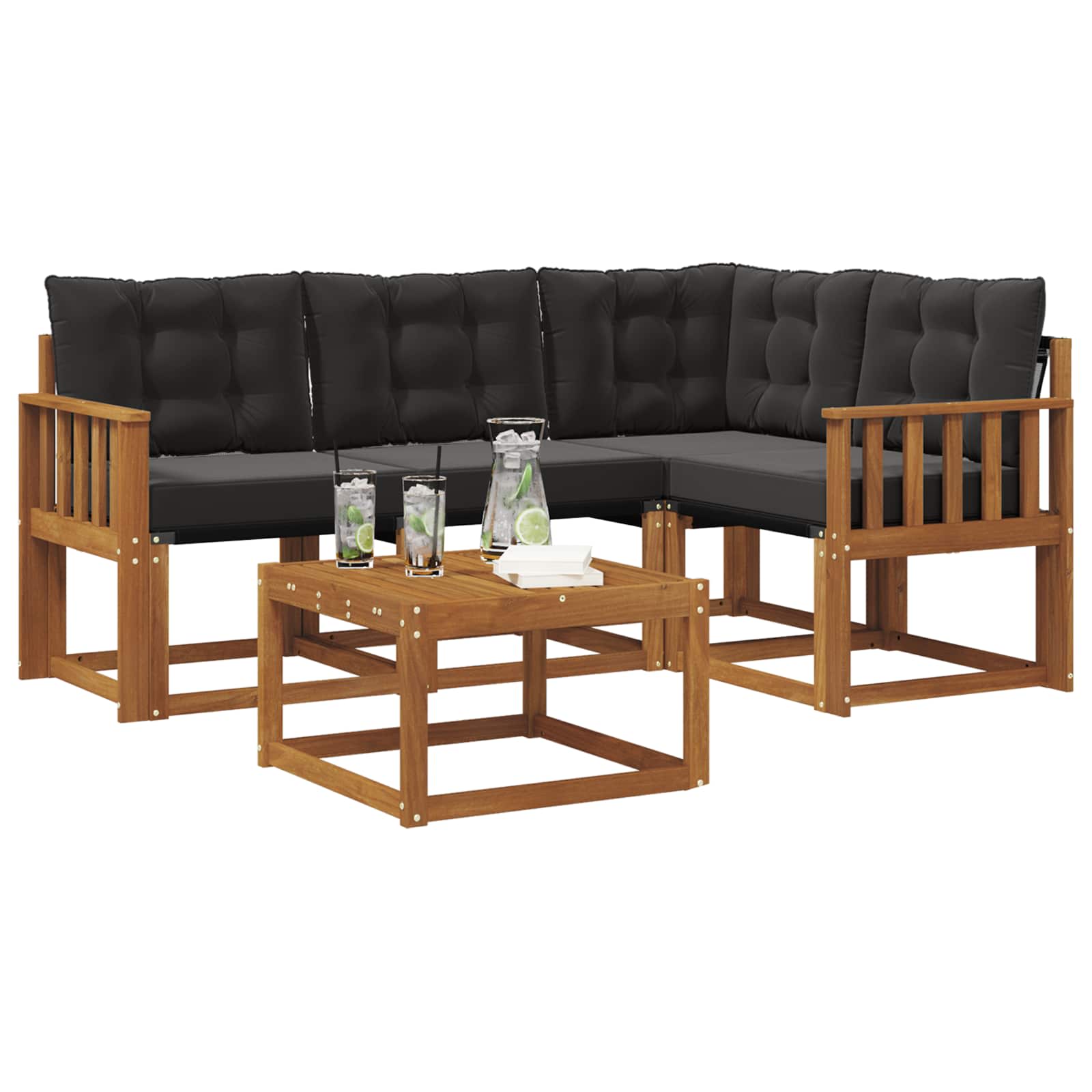 Set vanjskih sofa s jastukom 5 pcs Prirodna i crna