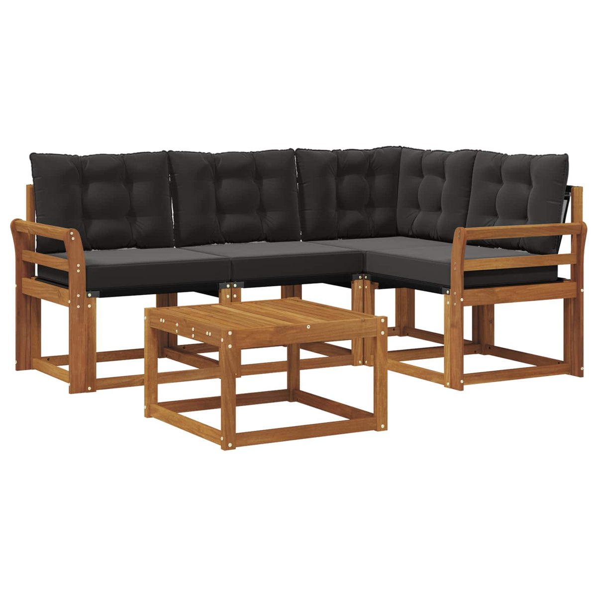 Set vanjskih sofa s jastukom 5 pcs Prirodna i crna