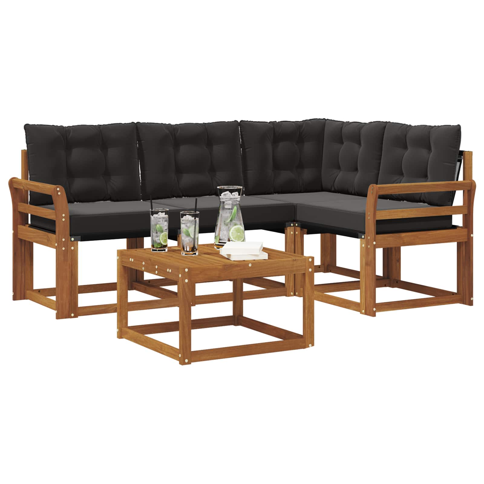 Set vanjskih sofa s jastukom 5 pcs Prirodna i crna