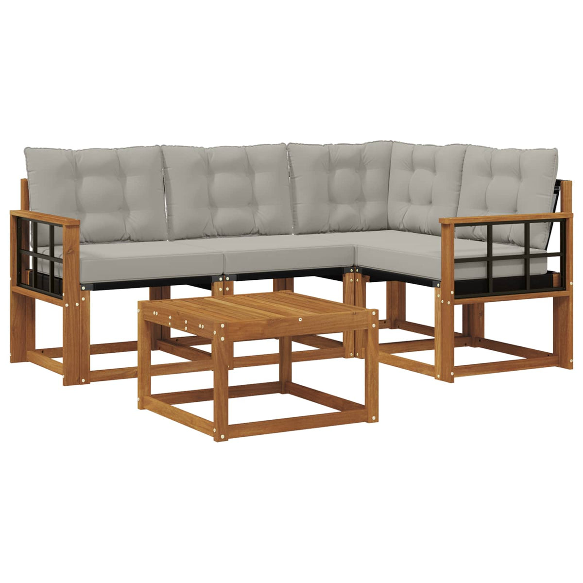 Set vanjskih sofa 5 kom. Prirodna i svijetlo siva