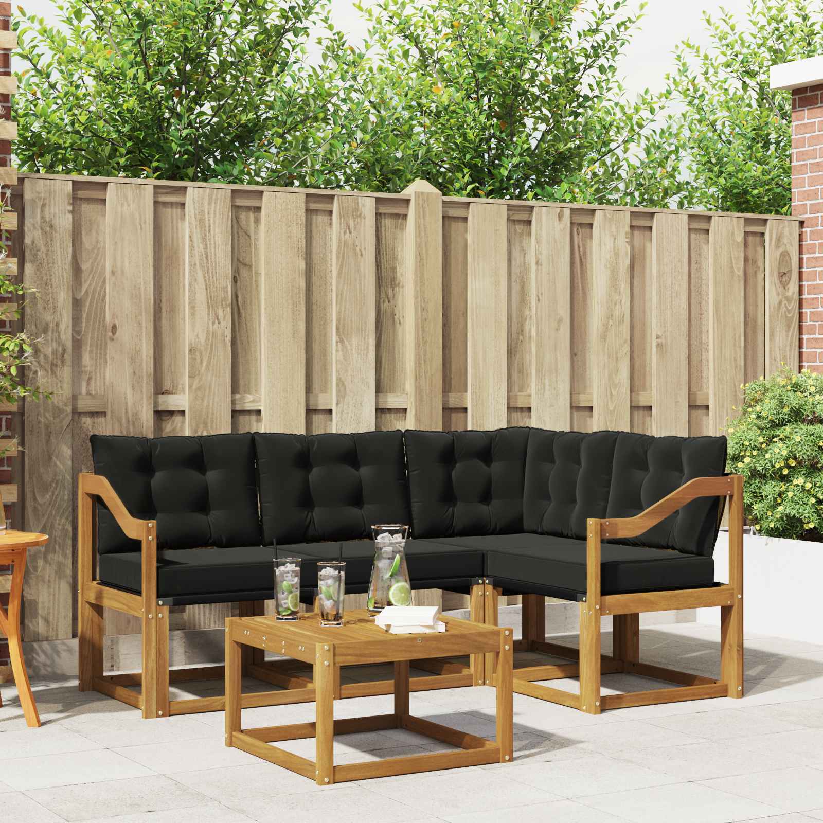 Set vanjskih sofa s jastukom 5 pcs Prirodna i crna