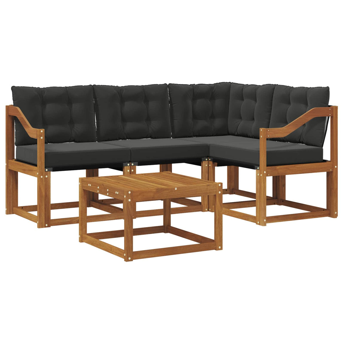 Set vanjskih sofa s jastukom 5 pcs Prirodna i crna