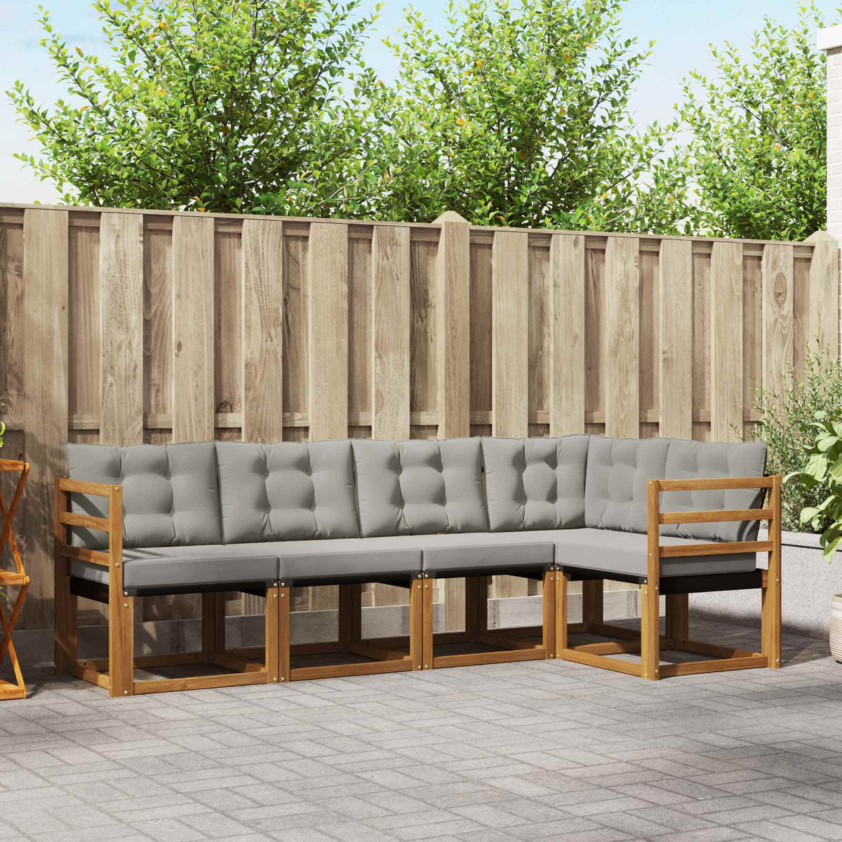 Set vanjskih sofa 5 kom. Prirodna i svijetlo siva