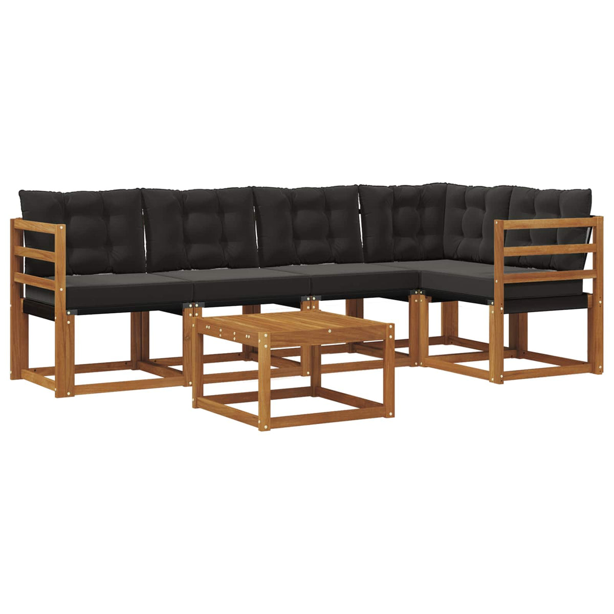 Set vanjskih sofa s jastukom 6 pcs Prirodna i crna