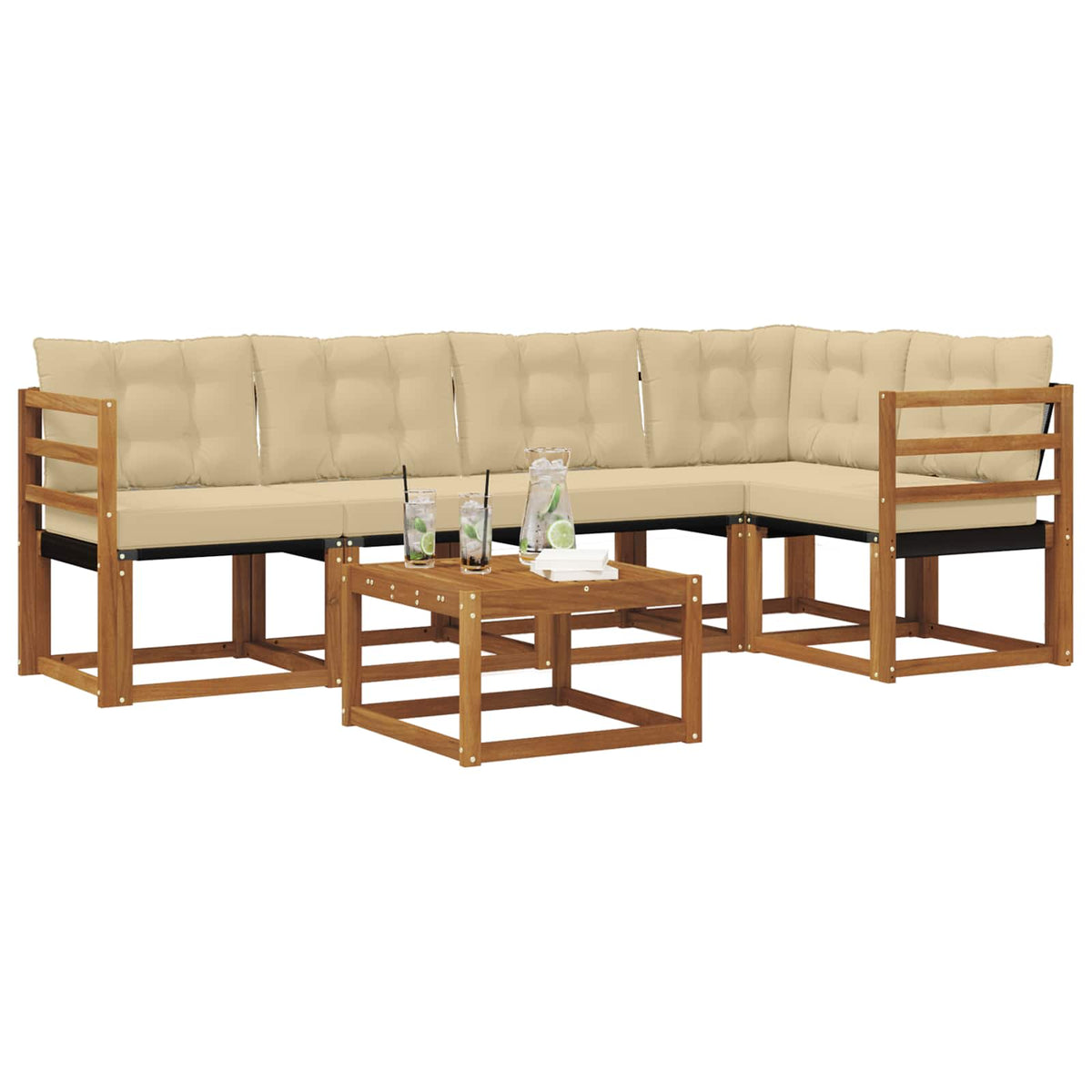 Set vanjskih sofa 6 kom. Prirodna i bež