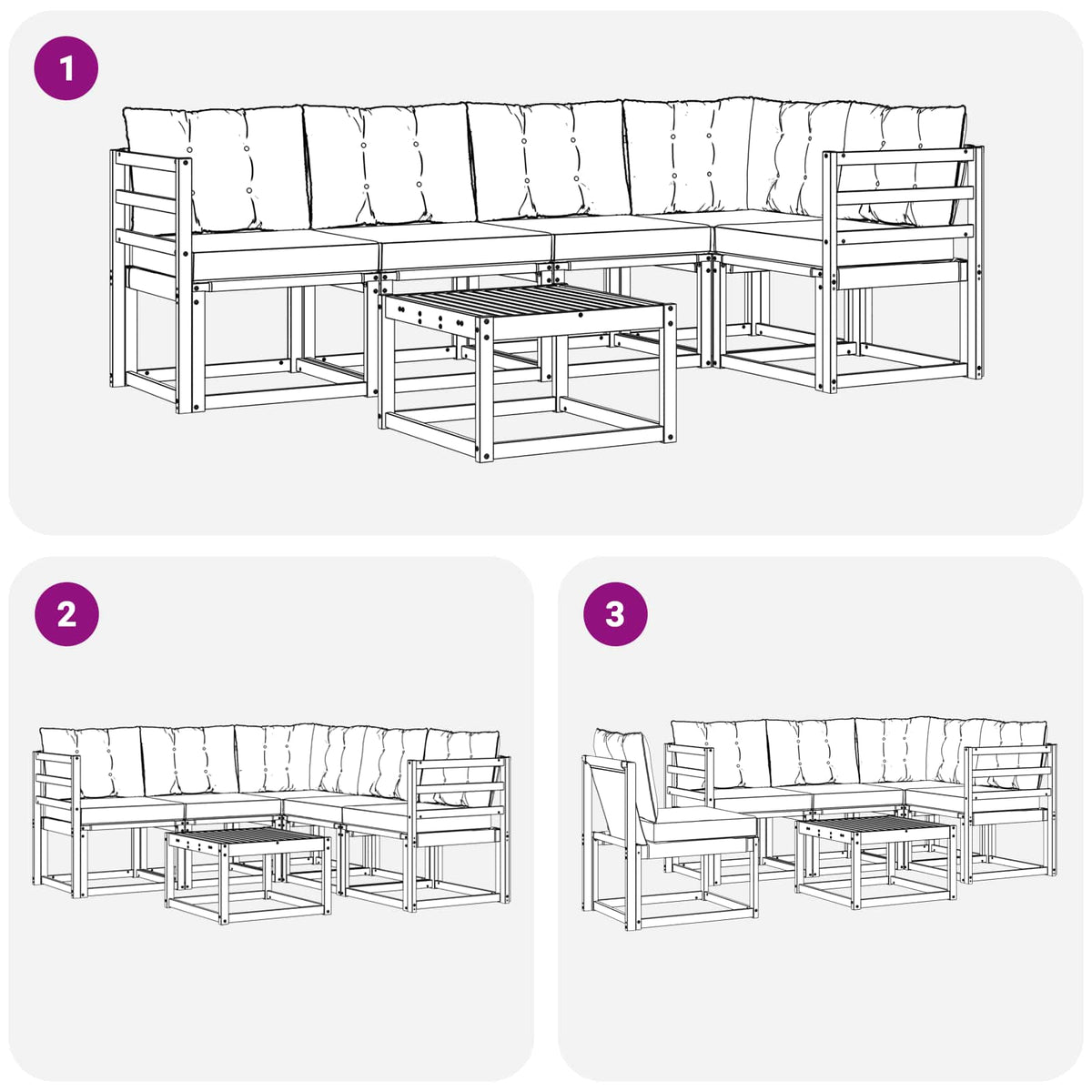 Set vanjskih sofa 6 kom. Prirodna i bež
