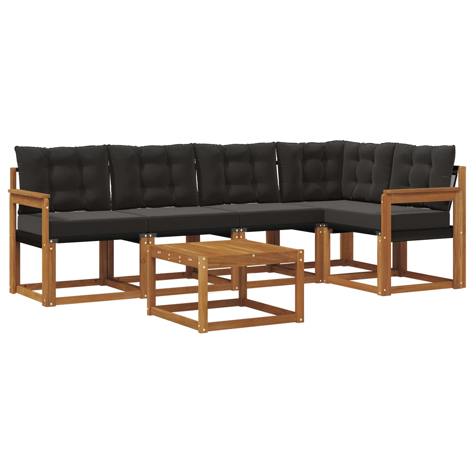 Set vanjskih sofa s jastukom 6 pcs Prirodna i crna