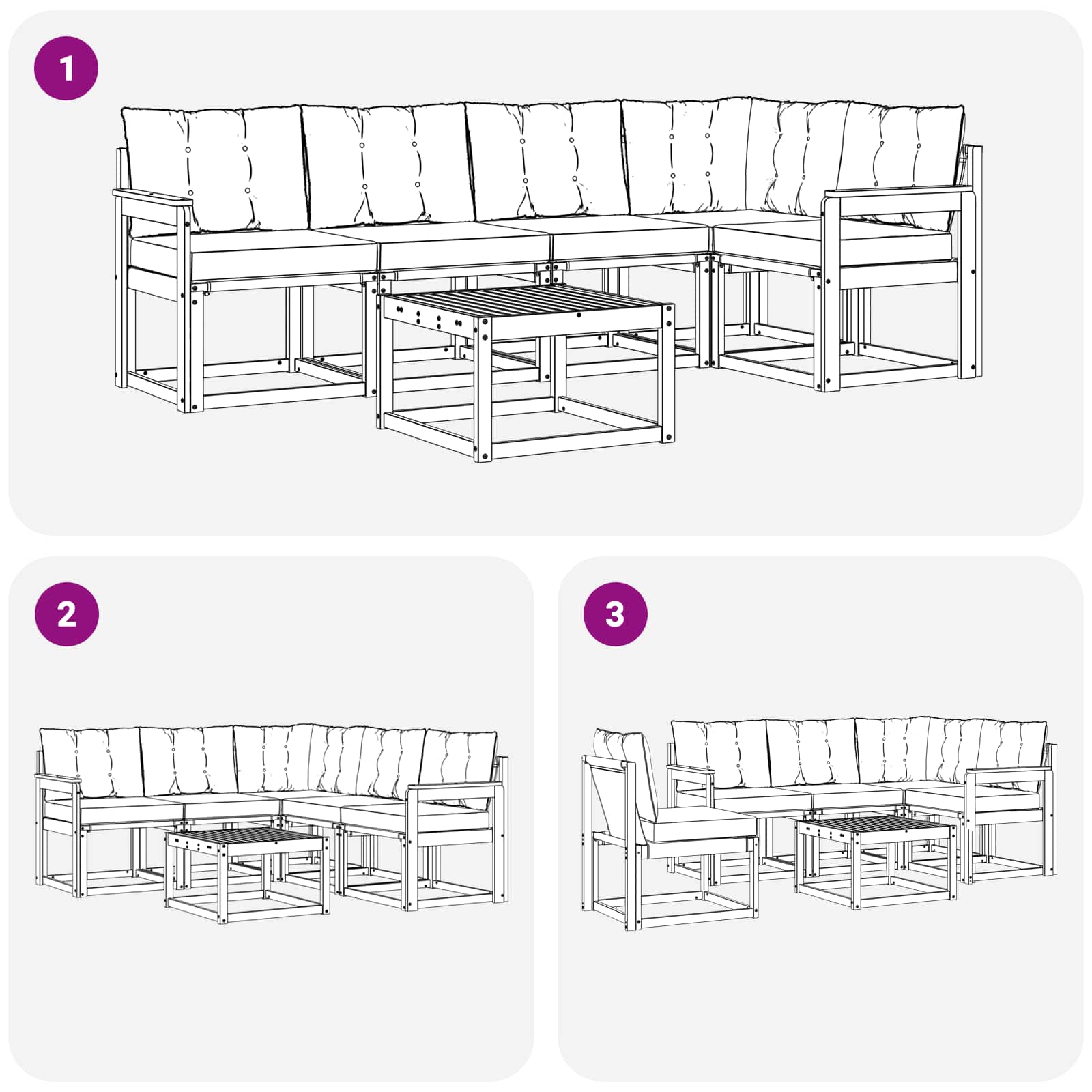 Set vanjskih sofa s jastukom 6 pcs Prirodna i crna