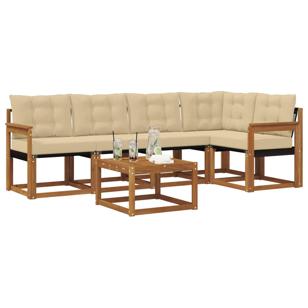 Set vanjskih sofa 6 kom. Prirodna i bež