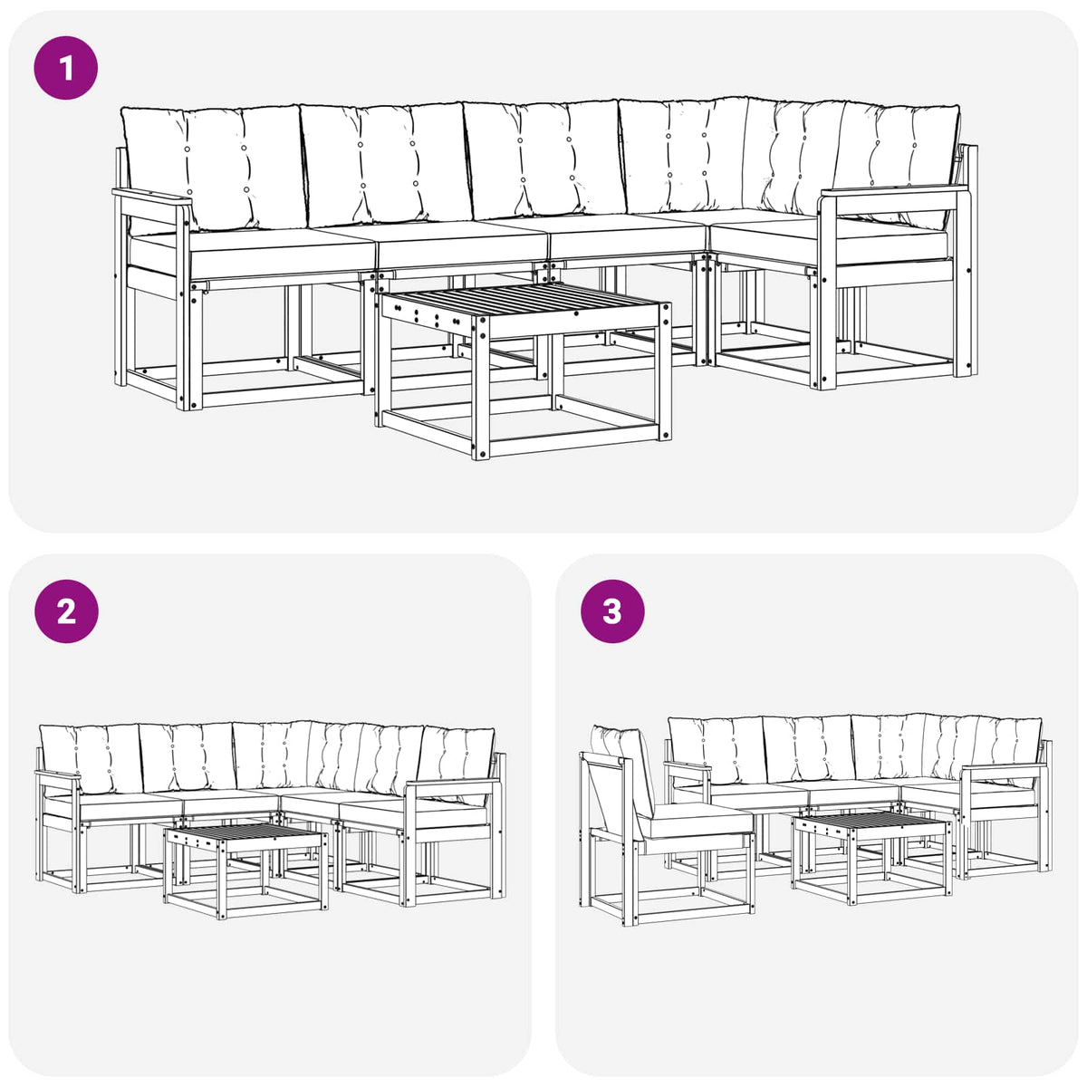 Set vanjskih sofa 6 kom. Prirodna i bež