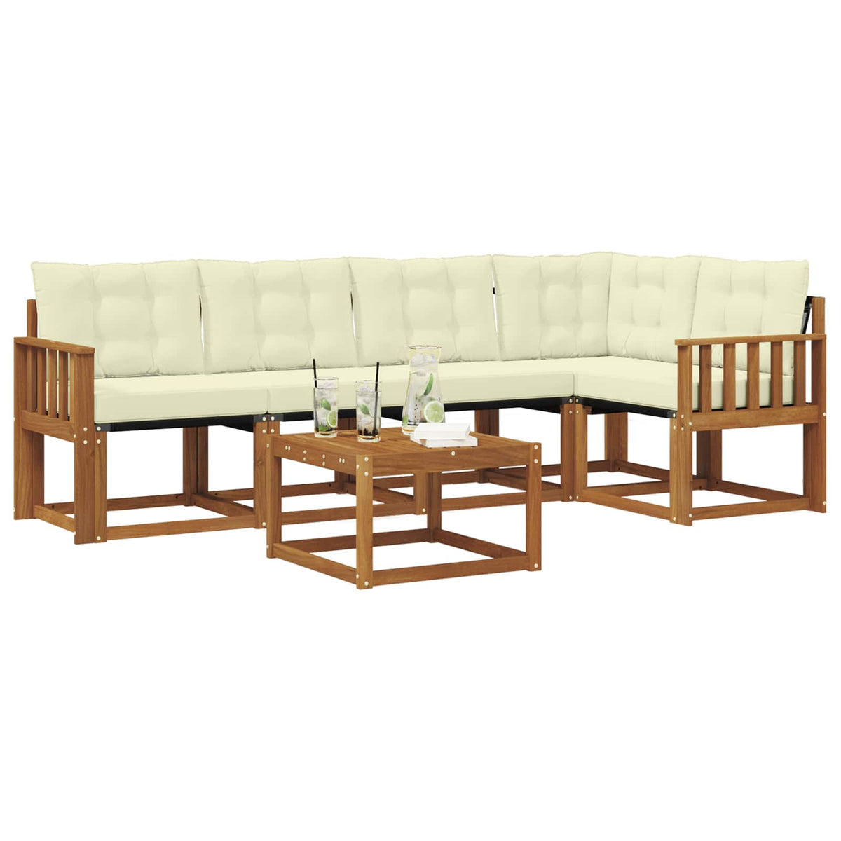 Set vanjskih sofa 6 kom. Prirodna i krem