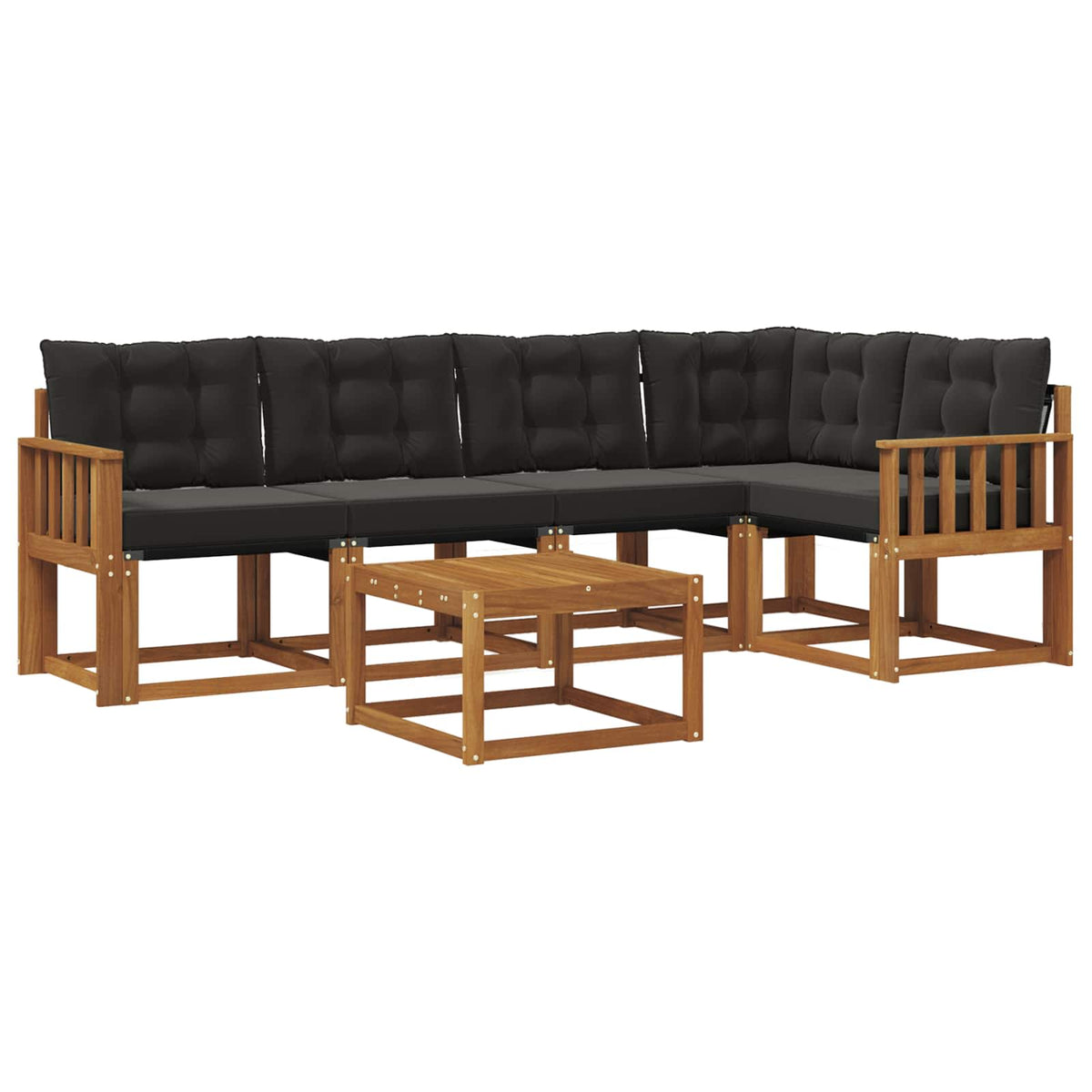 Set vanjskih sofa s jastukom 6 pcs Prirodna i crna
