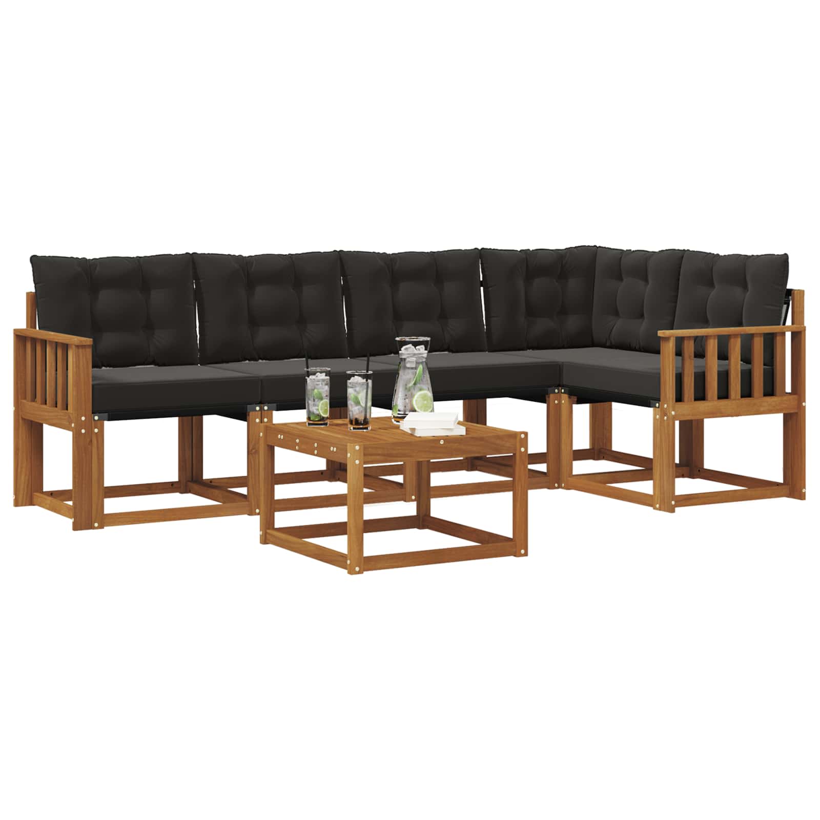 Set vanjskih sofa s jastukom 6 pcs Prirodna i crna