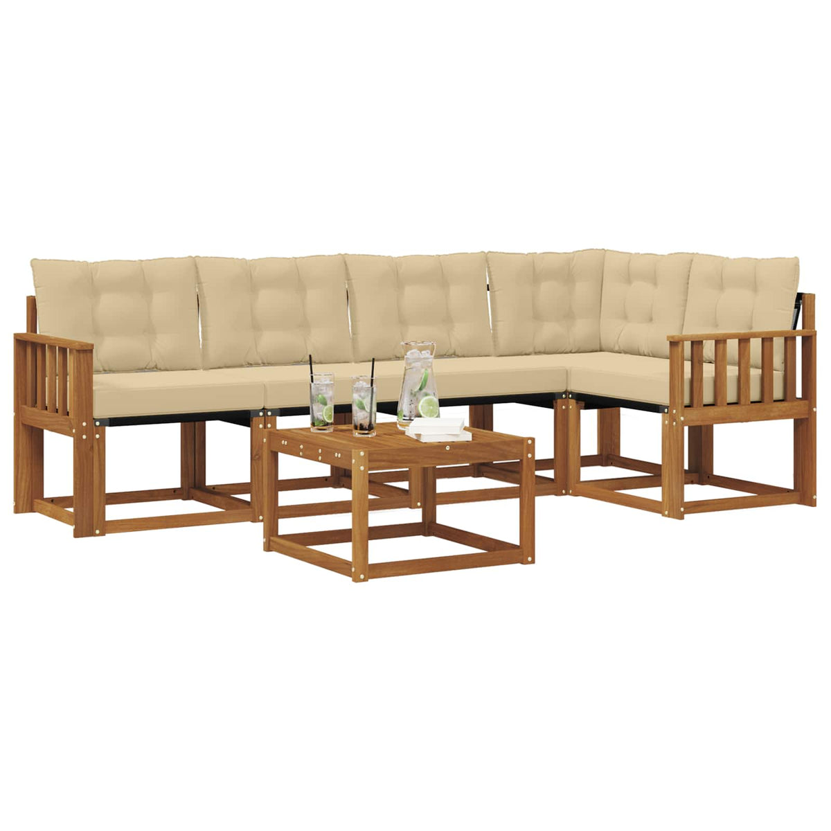 Set vanjskih sofa 6 kom. Prirodna i bež