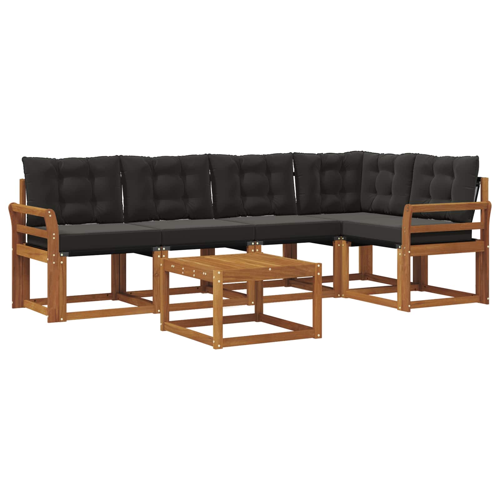 Set vanjskih sofa s jastukom 6 pcs Prirodna i crna