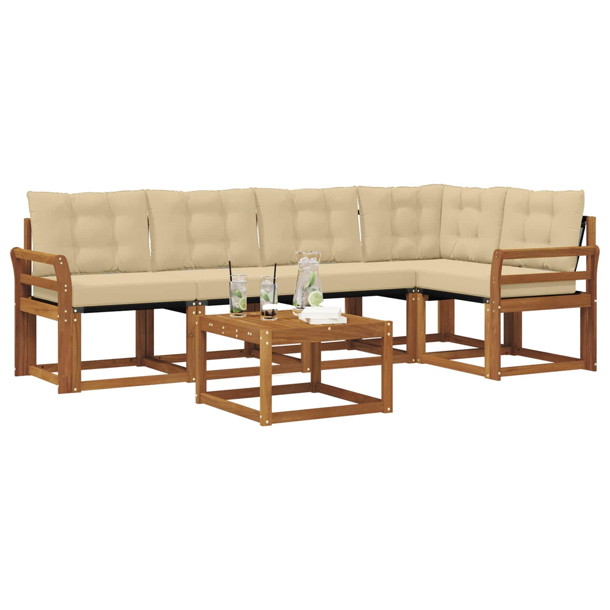 Set vanjskih sofa 6 kom. Prirodna i bež