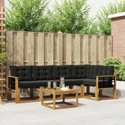 Set vanjskih sofa 6 kom. Prirodna i crna