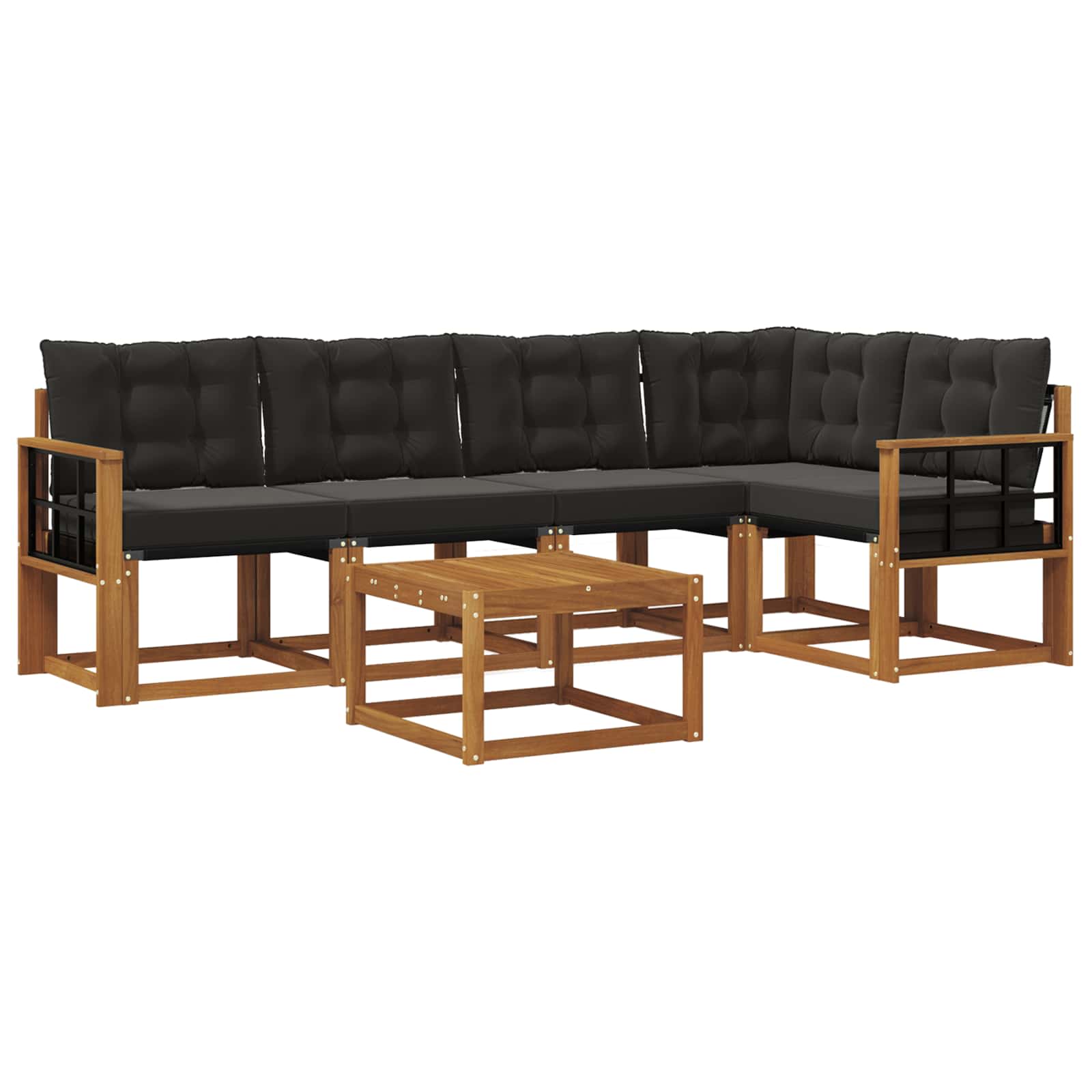 Set vanjskih sofa s jastukom 6 pcs Prirodna i crna