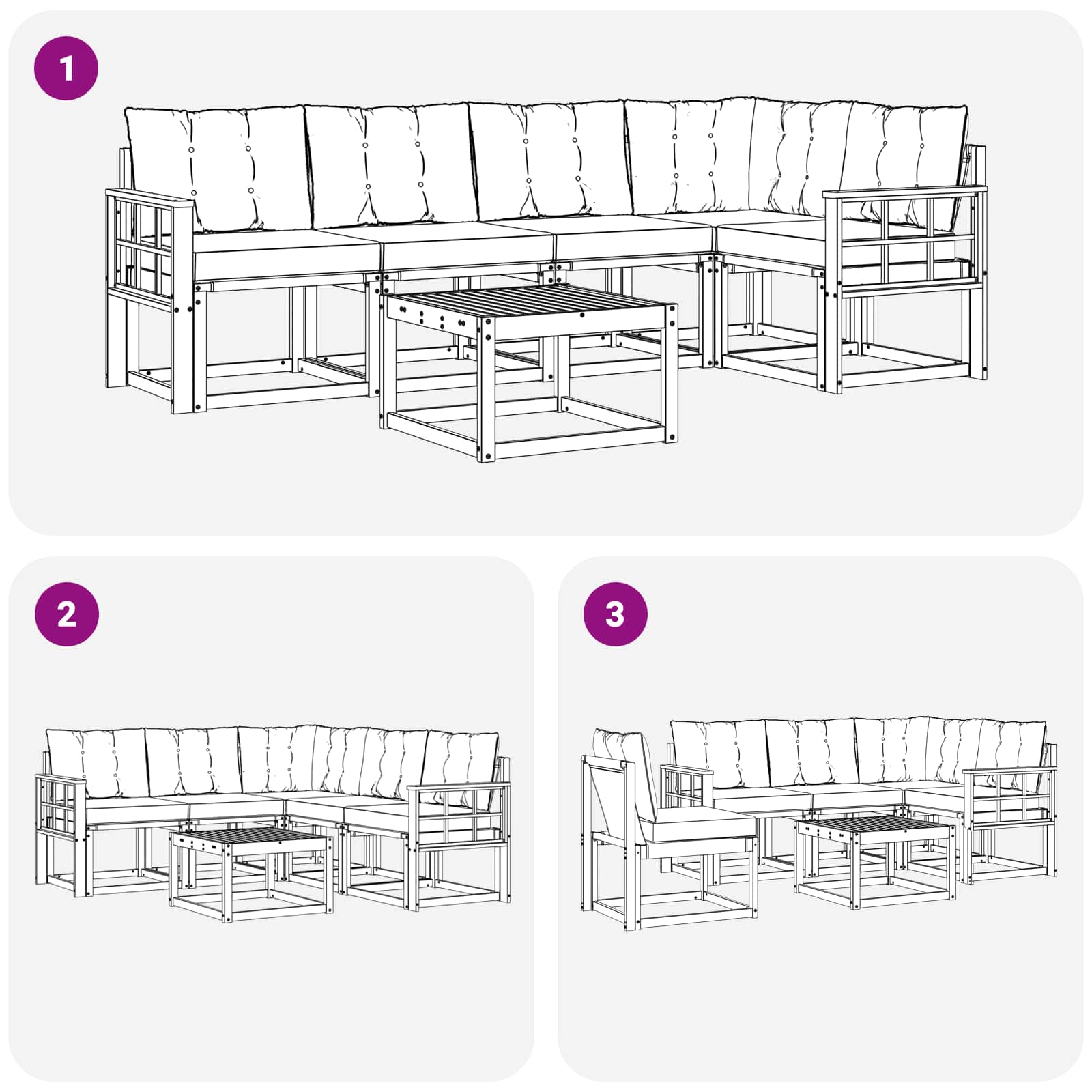 Set vanjskih sofa s jastukom 6 pcs Prirodna i crna