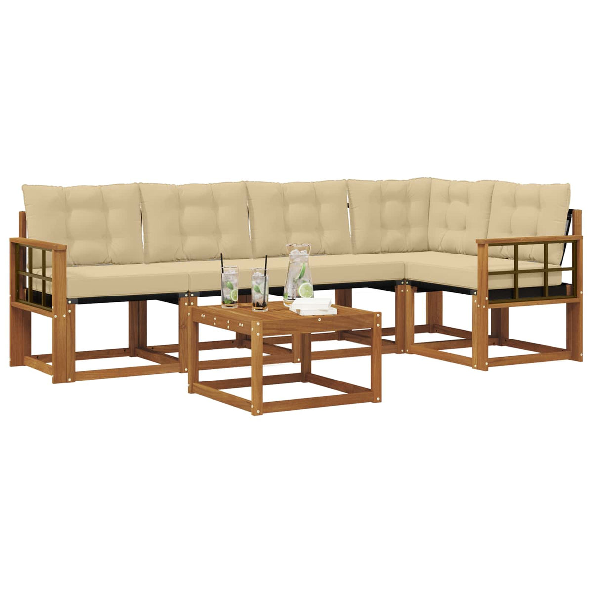Set vanjskih sofa 6 kom. Prirodna i bež