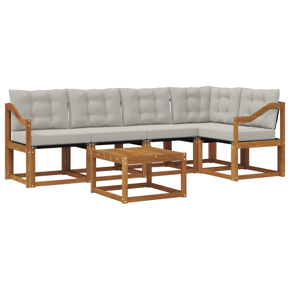 Set vanjskih sofa 6 kom. Prirodna i svijetlo siva