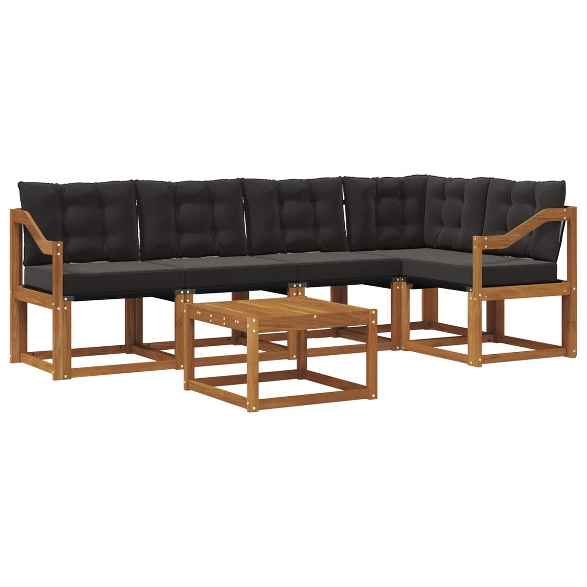 Set vanjskih sofa s jastukom 6 pcs Prirodna i crna