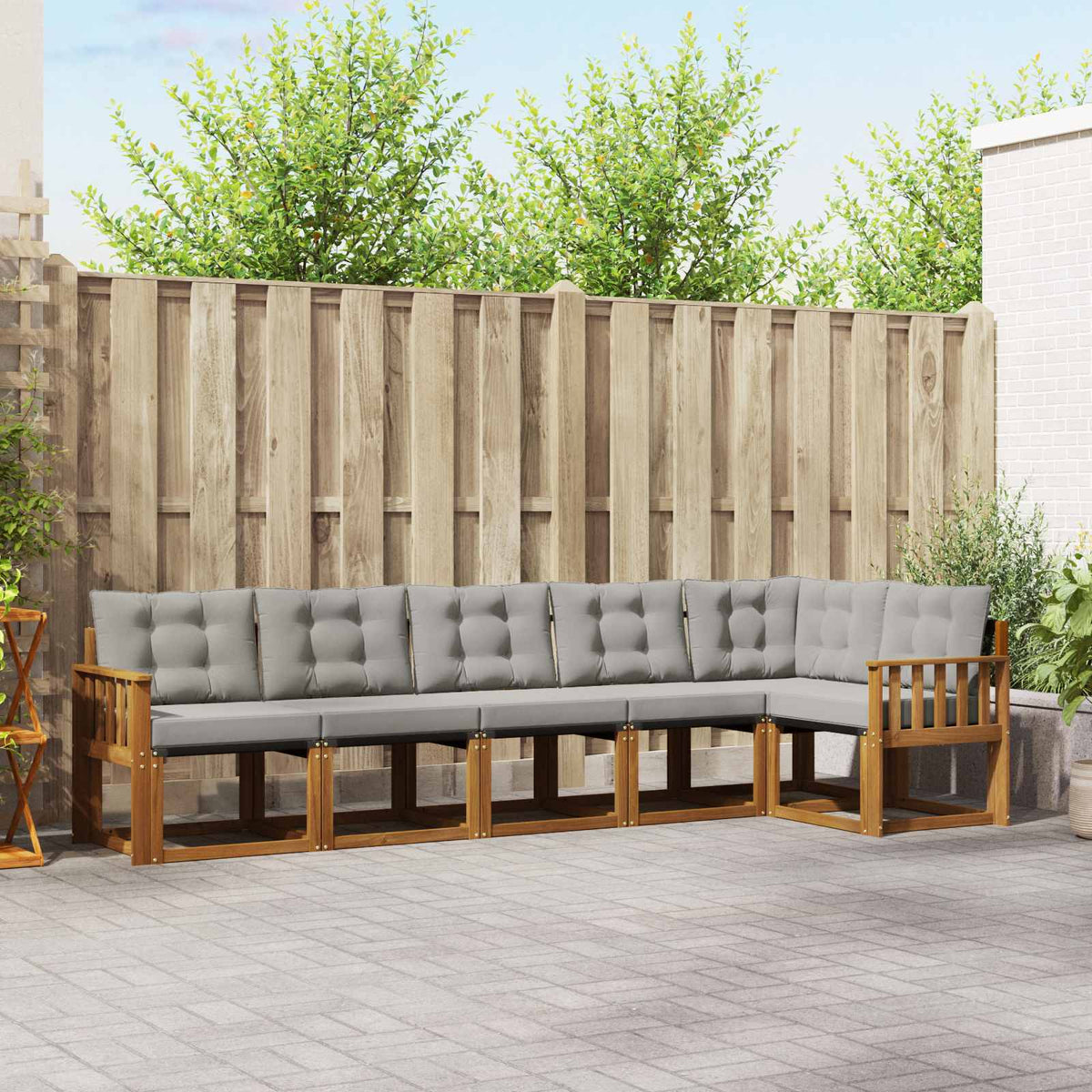 Set vanjskih sofa 6 kom. Prirodna i svijetlo siva