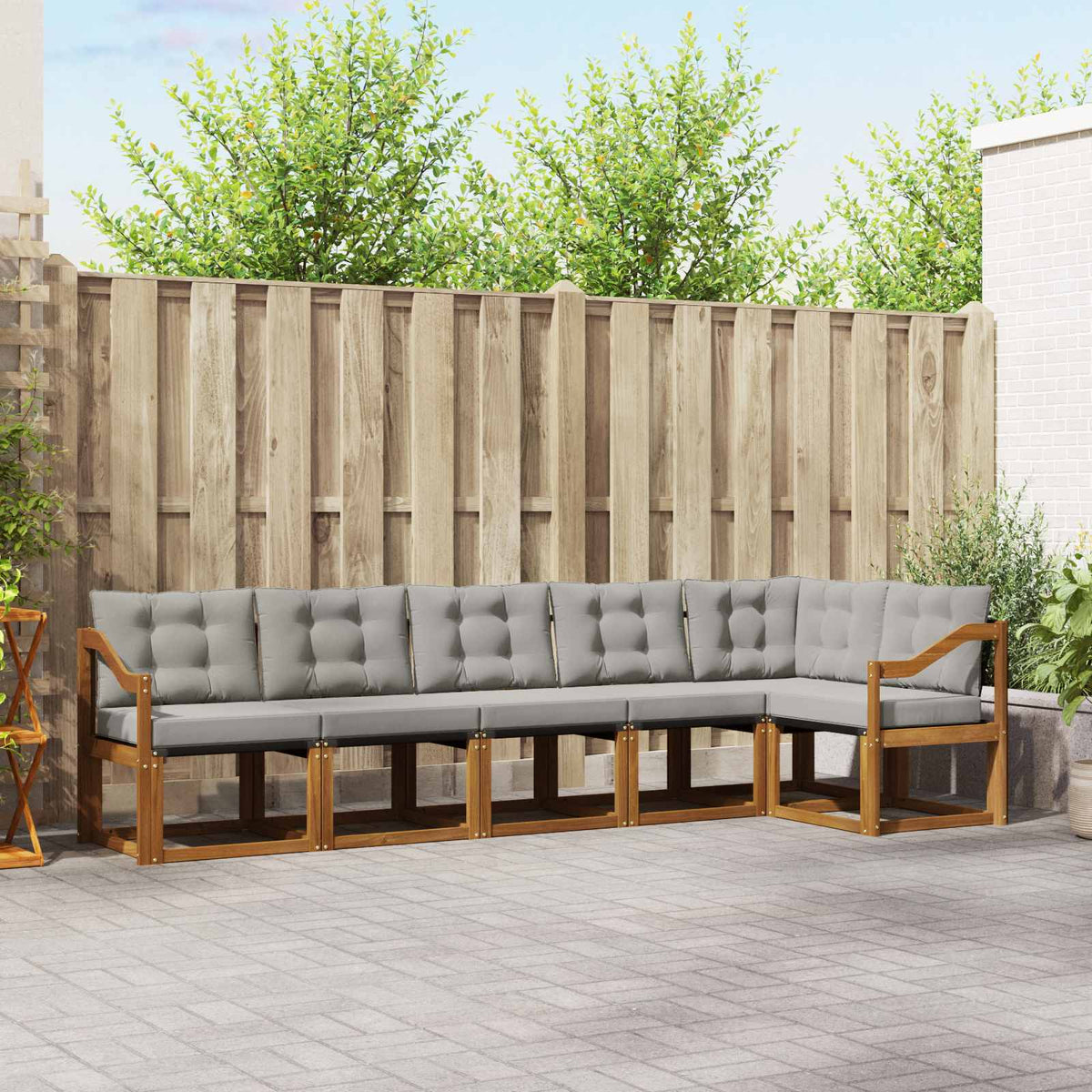 Set vanjskih sofa 6 kom. Prirodna i svijetlo siva